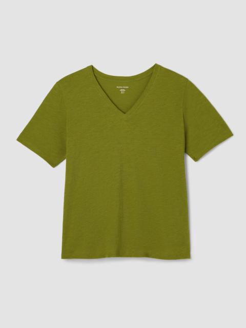 Organic Cotton Slubby Jersey V-Neck Tee