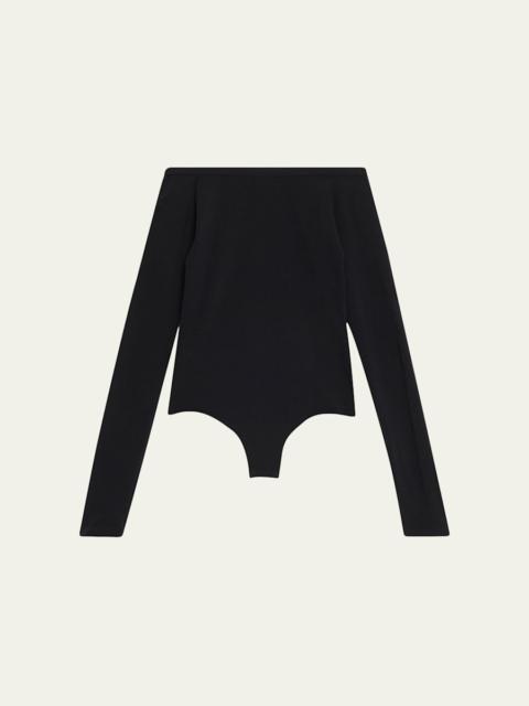 Off-The-Shoulder Long-Sleeve Sculpting Bodysuit