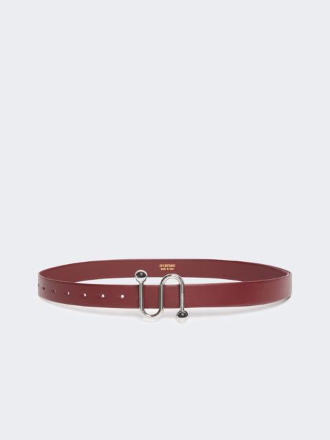 Leather belt with S buckle - bordeaux