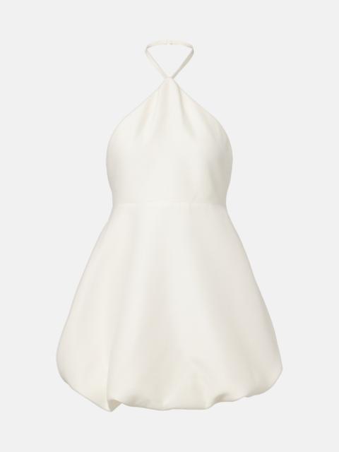 Halterneck peplum wool and silk minidress