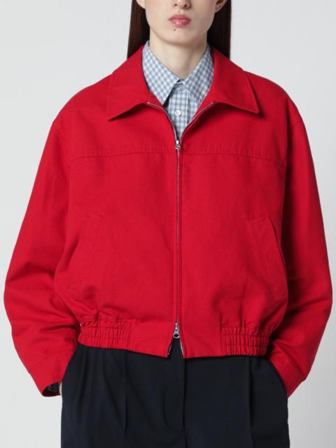 Red cotton zip-up jacket