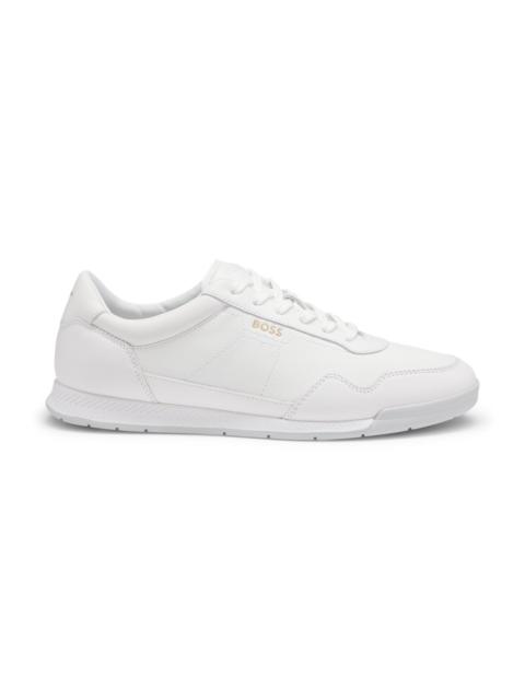 FAUX-LEATHER TRAINERS WITH GOLD-TONE BRANDING