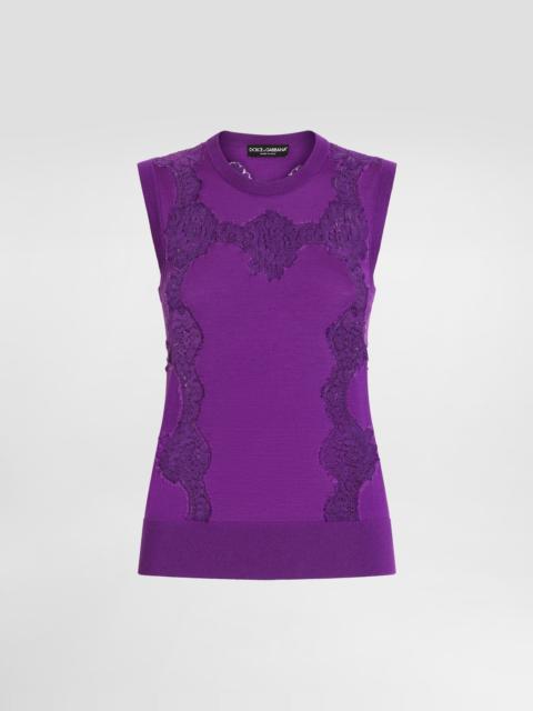 Wool and lace tank top