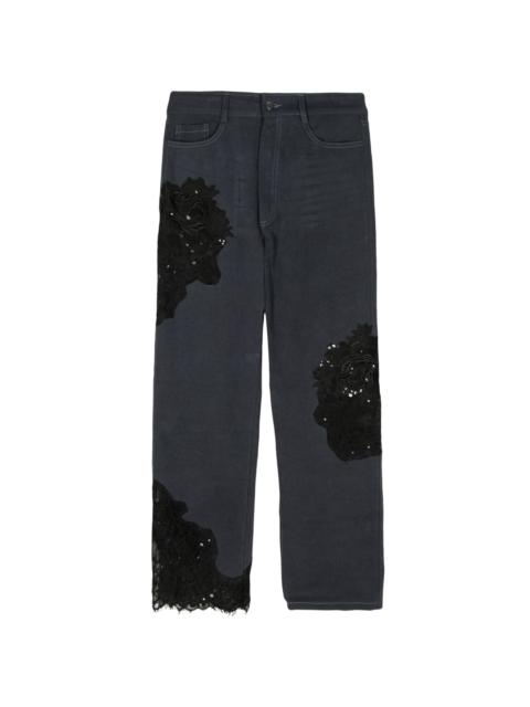 Mikaela sequin lace-detail jeans