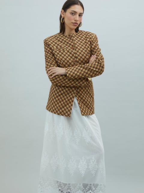 CHECK COLLARLESS BLAZER