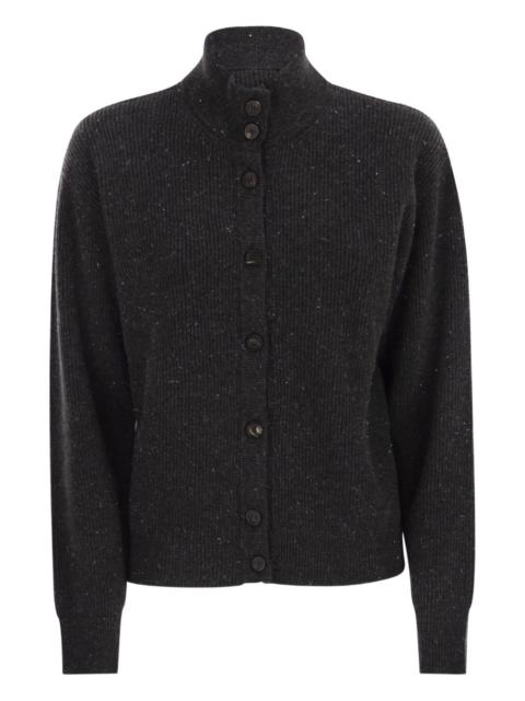 button-fastening high-neck cardigan