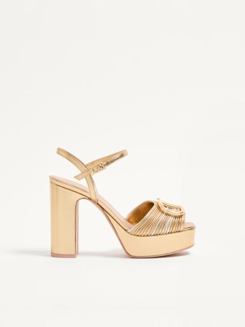 VLOGO SIGNATURE METALLIC PLATFORM SANDAL WITH CORNELY EMBROIDERY 115MM