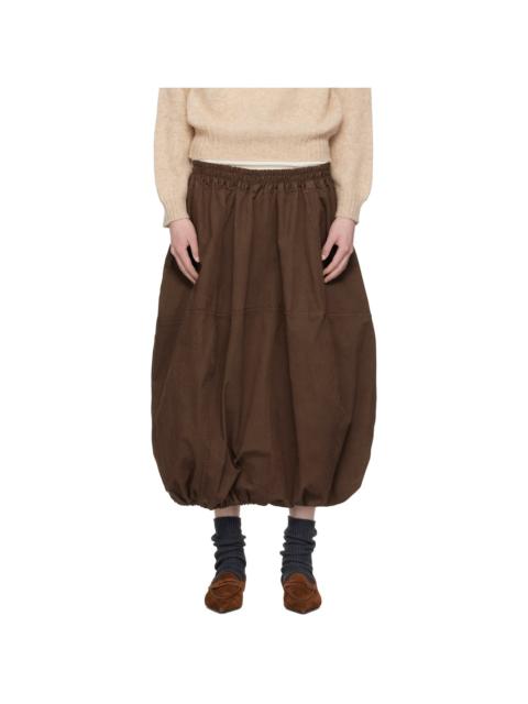Brown Parachute Maxi Skirt