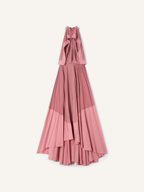 PLEATED DRESS IN CHARMEUSE AND COTTON
