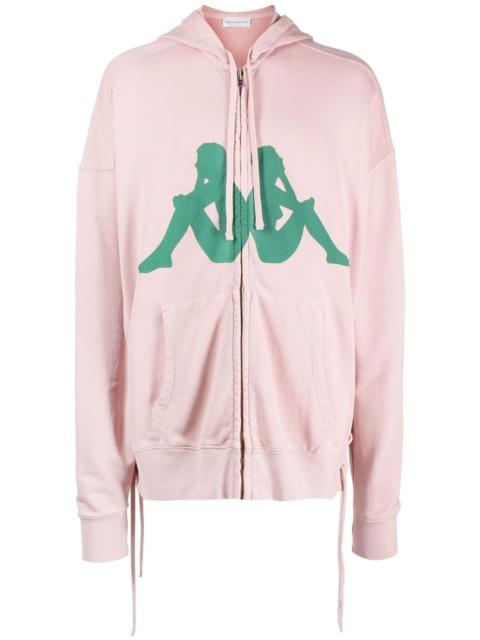 logo-print zip-up hoodie