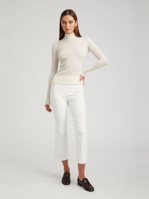 WHITE CORDUROY CROP FLARE PANTS