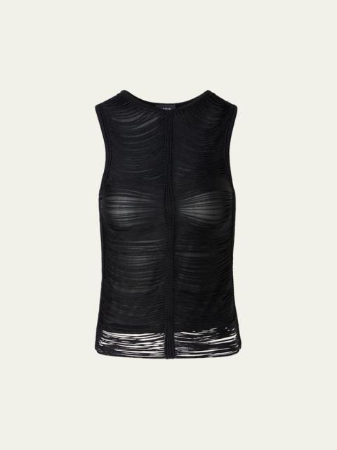 Trapezoid Embroidered Sleeveless Blouse