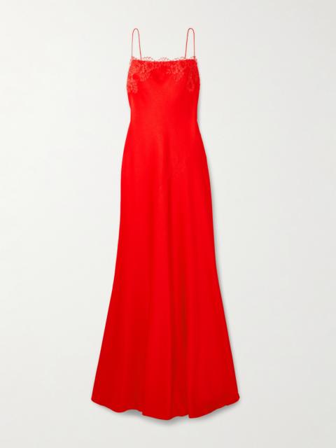 Lace-trimmed Satin-crepe Gown
