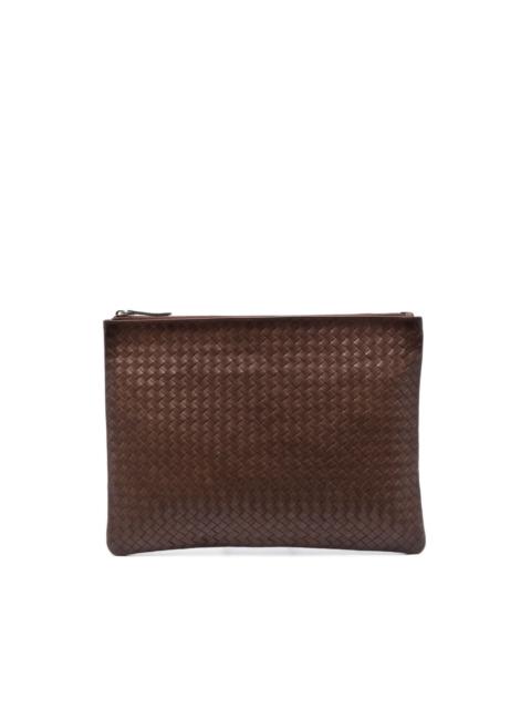 woven leather clutch bag