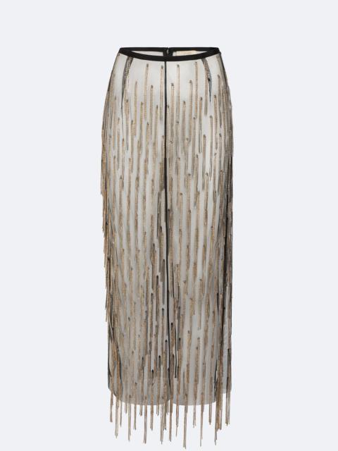 Rhinestone Fringe High Waist Skirt