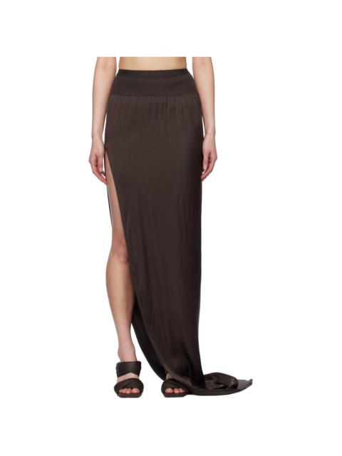 Brown Hollywood Slit Maxi Skirt