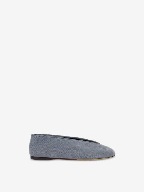 FLOCKED DENIM BALLET FLATS