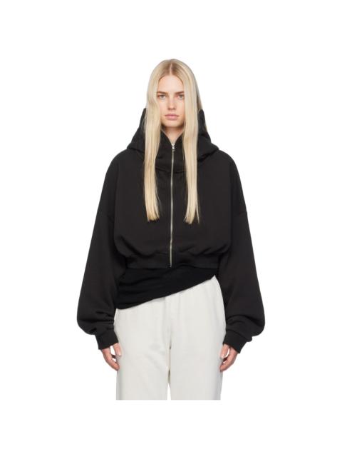 Black Cropped Full Zip Hoodie