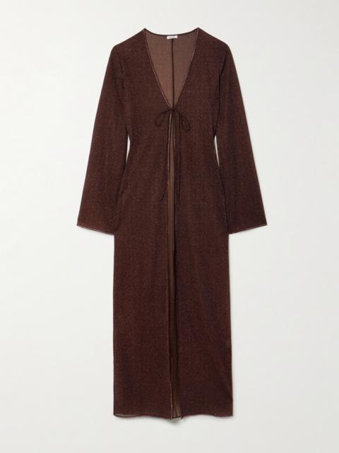 Lumière Tie-detail Metallic Stretch-knit Coverup