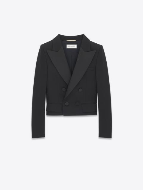 cropped tuxedo jacket in grain de poudre