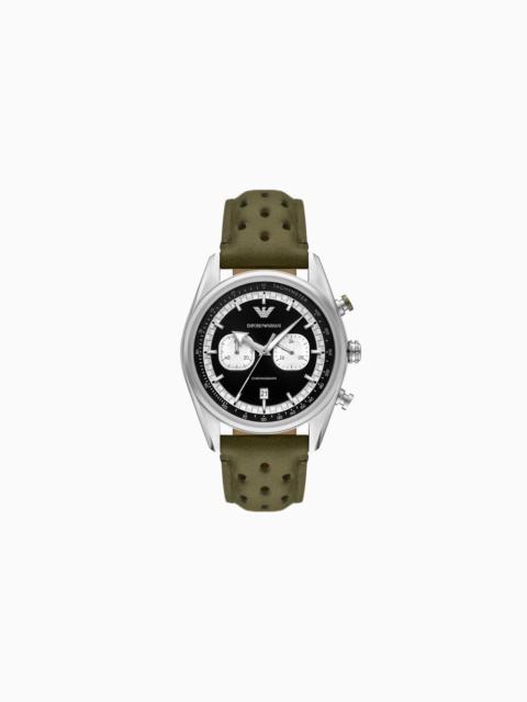 CHRONOGRAPH GREEN LEATHER WATCH