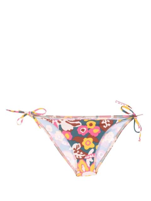 Kaki floral-print bikini bottoms
