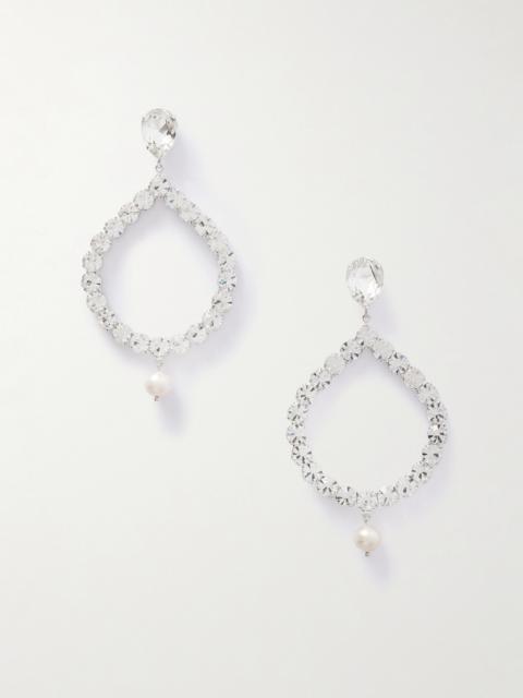 Silver-tone, Crystal And Pearl Earrings
