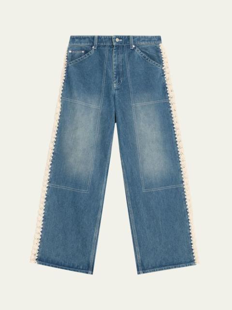 Stasia Crochet-Trim Utility Jeans