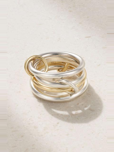 Cancer set of four 18-karat gold and sterling silver ring