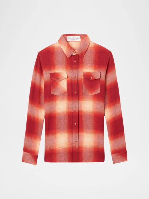 Tomato Shadow Plaid Cashmere Sport Shirt