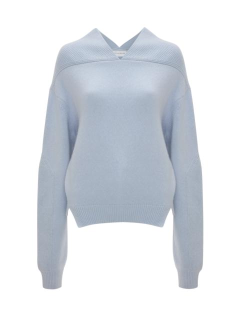 V-Neck Yoke Detail Jumper In Delphinium Blue