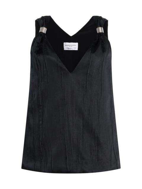 The Drew Satin Tank Top black