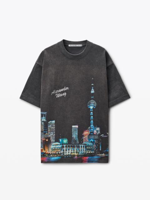 Shanghai Skyline Crystal Hotfix T-Shirt
