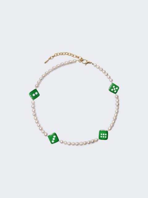 The Pearl 4 Dice Necklace Green