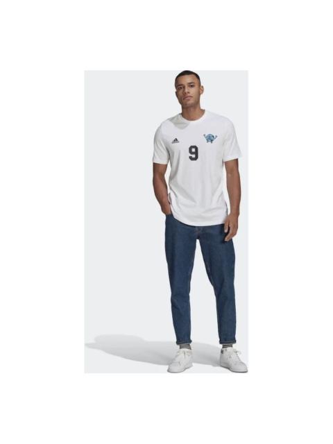 adidas Lil Number T M Printing Soccer/Football Sports Short Sleeve White GN6917