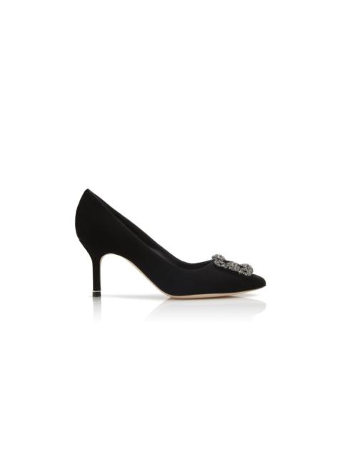 Black Velvet Jewel Buckle Pumps