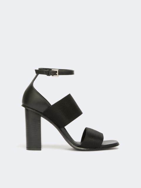 Sandals in calfskin and elasticated webbing - BLACK