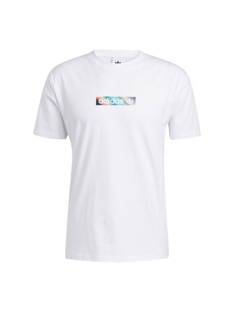 adidas originals Summer Box Line Back Printing Sports Short Sleeve White H31311