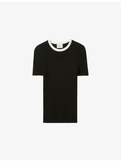 Short-Sleeved Contrast-Trim Knitted T-Shirt