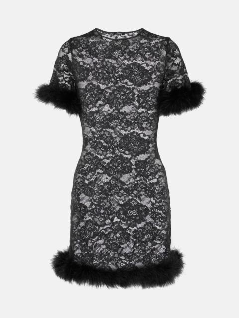 O-Lover feather-trimmed minidress