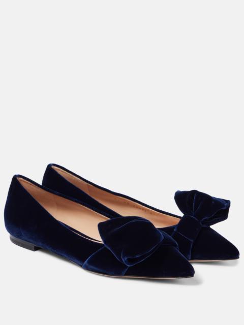 Bow-detail velvet ballet flats
