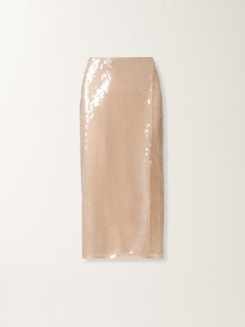 Pencil skirt with water-effect sequins