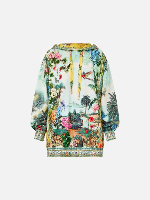 SILK BAND OVERSIZED HOODIE WITH BUTTERFLIES
