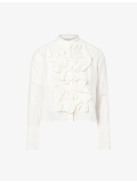 Patti Ruffled Cotton And Silk Shirt