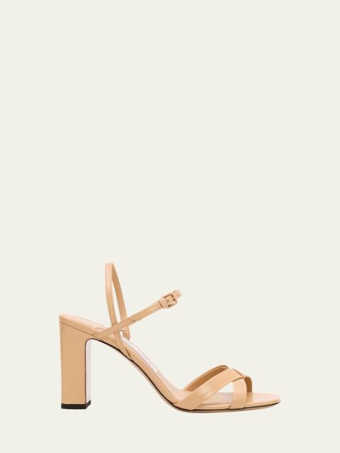 Elsy 85 Leather Block-Heel Sandals