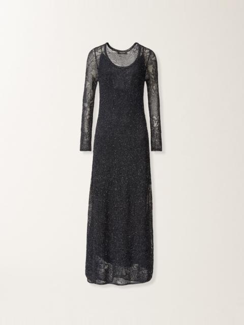Dress in midnight blue micro sequins