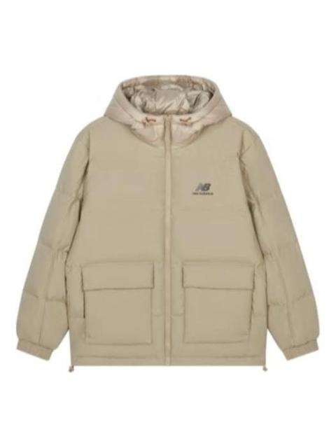 New Balance Warm Hooded Casual Down Jacket 'Beige' AMJ24358-TWD