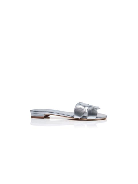 Silver Nappa Leather Flat Sandals