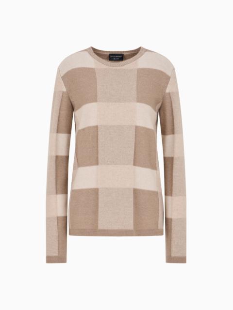 Icon virgin-wool jumper with a plated check motif