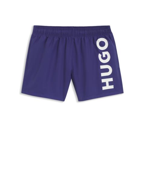 QUICK-DRY SWIM SHORTS WITH VERTICAL LOGO PRINT